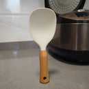 1 Unidad, Cuchara De Arroz De Silicona Con Mango De Madera, Utensilio Para Utensilios De Cocina Antiadherentes, Herramienta Para Servir Duradera Y Conveniente, Artilugio De Cocina