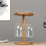 KDBT Estante de Vino Invertido Ahorrador de Espacio - Soporte Robusto para Botellas y Copas de Madera, Ideal para Cocina, Comedor o Bar en Casa - Organizador Elegante para Almacenamiento de Vinos, Decoración Versátil con Acabado Natural