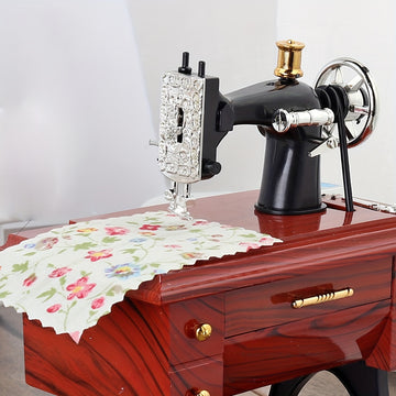 Máquina de coser de madera vintage Caja de música - Regalo artístico para entusiastas de la costura