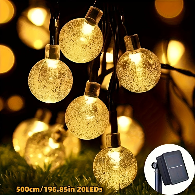 Luces solares de cuerda - 20/50/100 LED con 8 modos de iluminación, control de botón, plástico duradero, ideales para jardín, camping, fiestas, Navidad y decoración de patios, luces decorativas