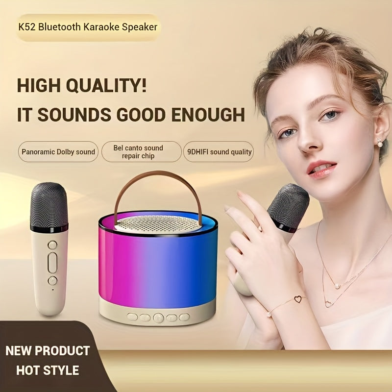 Equipo de karaoke con dos micrófonos inalámbricos y altavoces móviles LED, ideal para regalos de Navidad y Halloween, canto familiar, reuniones en casa, iluminación ambiental multicolor, obsequios festivos