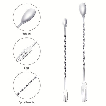 1/2/4 Piezas, Cuchara De Mezcla, Varilla De Mezcla, Cuchara De Barra De Acero Inoxidable, Para Tiendas De Café Y Té Con Leche, Cuchara De Barra Larga, Mezclador De Barra, Accesorios De Barra, Suministros De Cocina
