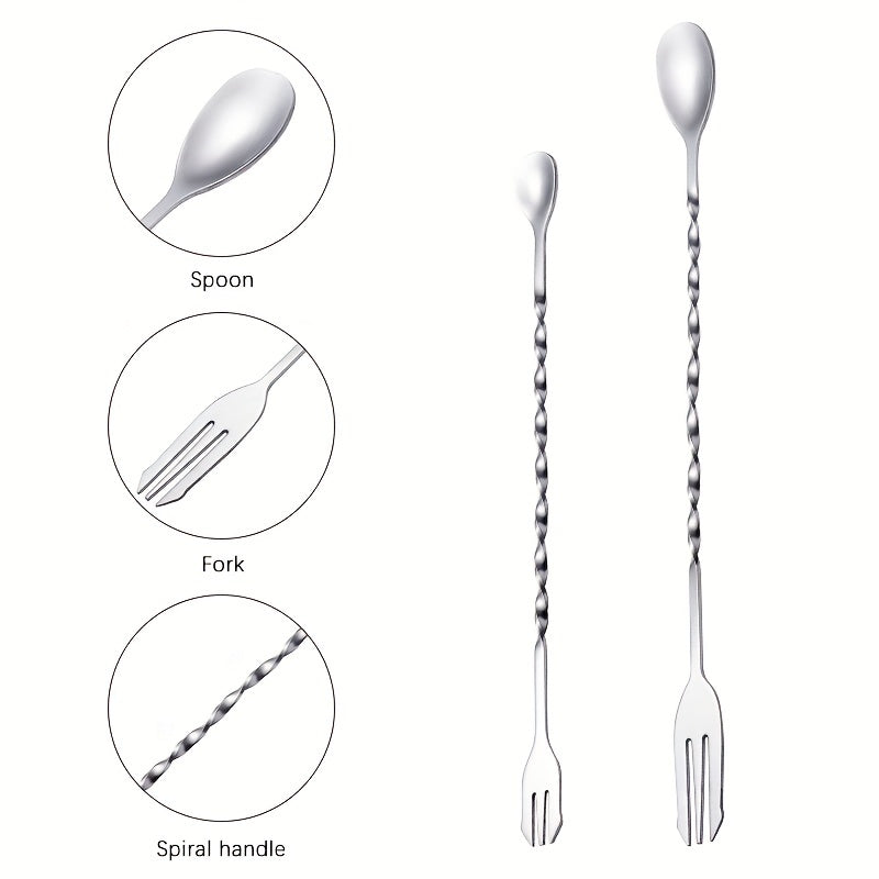 1/2/4 Piezas, Cuchara De Mezcla, Varilla De Mezcla, Cuchara De Barra De Acero Inoxidable, Para Tiendas De Café Y Té Con Leche, Cuchara De Barra Larga, Mezclador De Barra, Accesorios De Barra, Suministros De Cocina