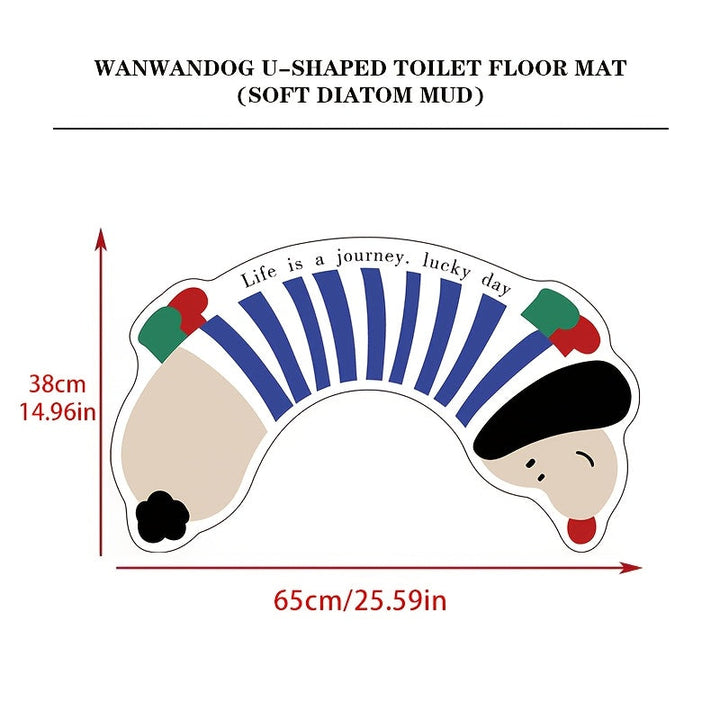 1pc Alfombra de baño linda de dibujos animados en forma de U, alfombra antideslizante de barro de diatomeas y goma suave, tejido de poliéster de secado rápido, hecha a máquina, solo lavado a mano, 1700 g/m² - Alfombra de suelo de baño absorbente de agua