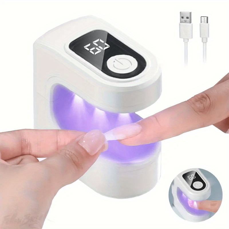Lámpara de uñas portátil mini con pantalla digital - Luz de gel poliéster recargable por USB para uso en casa y salón, pantalla LCD, plástico, batería, ideal para endurecer las uñas de gel, cuidado de uñas | Lámpara de uñas moderna | Diseño compacto, sum