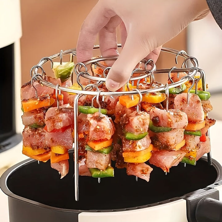 1 Juego de Pinchos para Freidora de Aire, BBQ DIY con 24 Palitos para Carne y Verduras, Sin Necesidad de Voltear, Accesorios Compatibles con Freidora de Aire, Horno y Olla a Presión