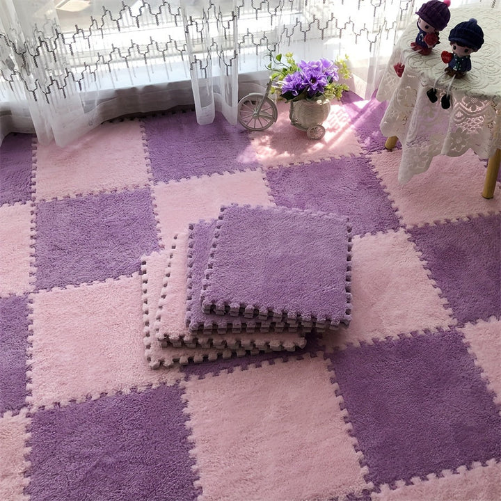 12 piezas de juego de alfombrillas de espuma EVA entrelazadas, alfombra de rompecabezas antideslizante, baldosas de alfombra cuadradas lavables de poliéster suave, 29,97x29,97 cm, para sala de estar, dormitorio, uso en interiores