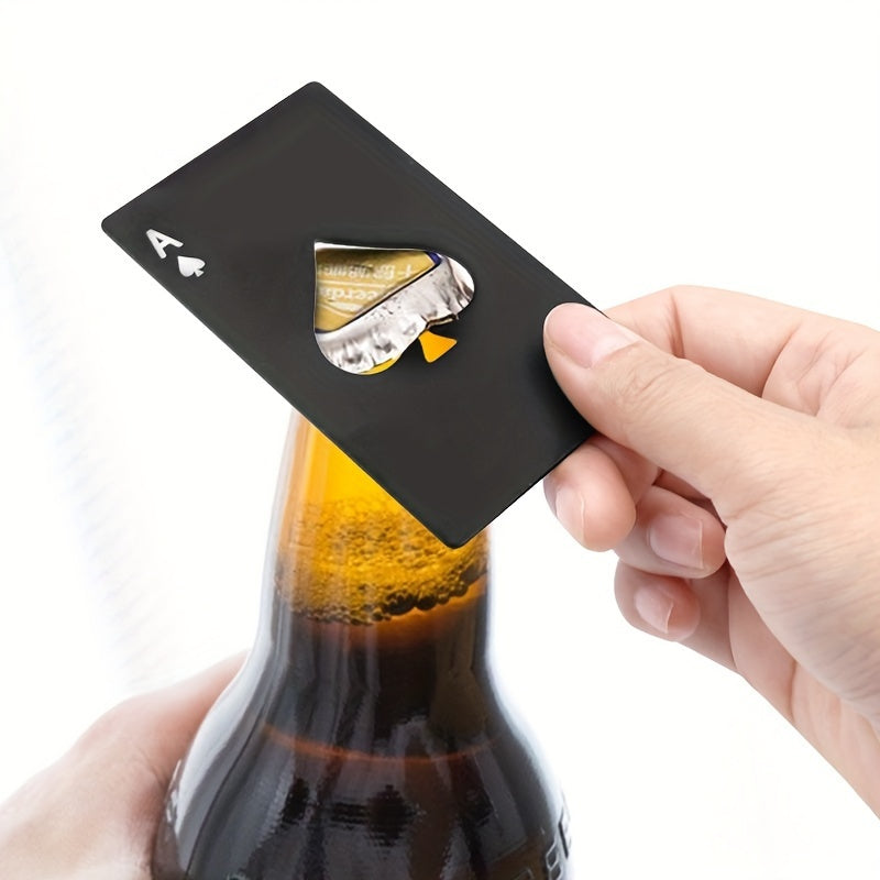 Sacacorchos con forma de carta de picas, para botellas de cerveza y refresco, de acero inoxidable, diseño creativo
