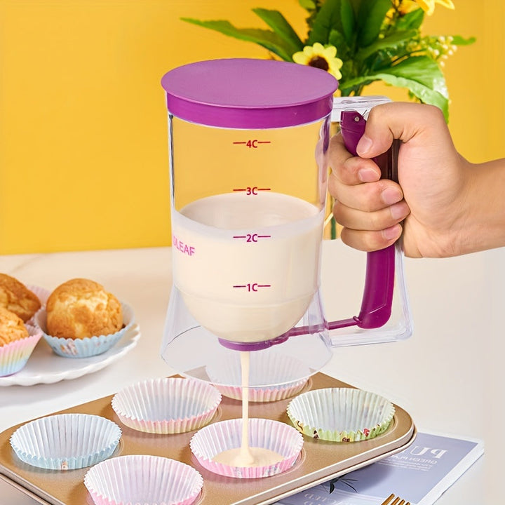 Separador y dispensador de masa para pastelitos, herramienta portátil, taza medidora con embudo para hornear sin ensuciar, artículos de cocina