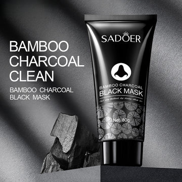 Mascarilla de carbón activado con bambú, mascarilla de arcilla limpiadora de poros, sin látex, sin fragancia, apta para todo tipo de piel clara beige, limpieza profunda, control de grasa, unisex