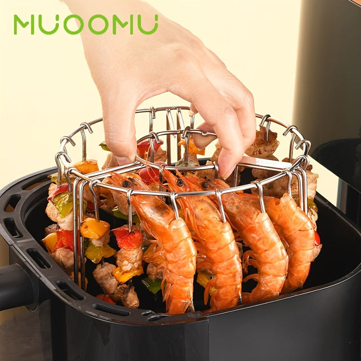 Brochetas de Acero Inoxidable con Ganchos Colgantes - Kit Accesorio para Freidora de Aire y Horno, Palitos para Parrilla BBQ para Kebabs de Carne