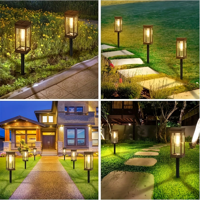 Paquete de 4/8 luces solares de hierba de tungsteno - Iluminación exterior LED para caminos, jardines, patios y corrales con diseño de montaje semienterrado, sombra de polipropileno y sin control remoto, luces solares para jardines, iluminación de camino