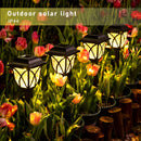 6 luces solares para jardín, exteriores y césped, estilo retro con cuadrícula, proyección de luz cálida/blanca, ideales para caminos, patios, jardines, entradas y regalos navideños