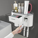 1 Juego De 2/3/4 Piezas, Porta Cepillos De Dientes Para Baños, Vasos Porta Cepillos, Montado En La Pared Con Dispensador De Pasta De Dientes, Bandeja De Gran Capacidad, 2 Cajones Para Cosméticos, Organizador De Baño Y Accesorios De Baño