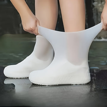 Un par de cubrezapatos de silicona - Impermeables y antilluvia, reutilizables y antideslizantes, aptos para hombres y mujeres, duraderos, elásticos y fáciles de limpiar
