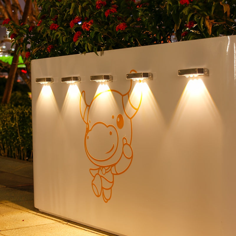 Luces solares para cercas, 4 piezas, luces solares exteriores, iluminación solar para cercas, ideal para jardín, patio, muro, terraza y escaleras [Blanco cálido