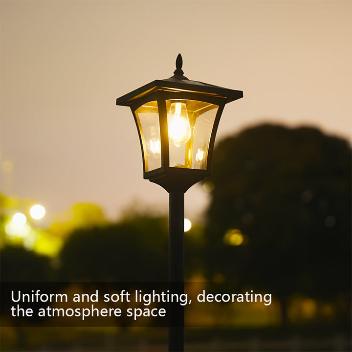 132.08 cm Farola Solar con Macetero, Lámpara de Calle Solar para Jardín, Senderos, Césped y Entrada Exterior (Cálido)