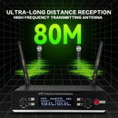 Sistema de micrófono inalámbrico UHF de doble canal AmaceX GM-621 con control de volumen, conector de 6.35 mm, ideal para escenarios, bandas, estudios, músicos y karaoke