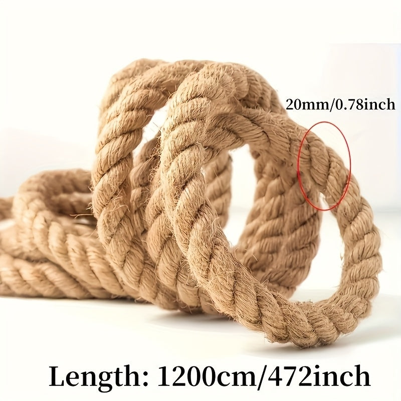 Cuerda de cáñamo amarillo natural de alta resistencia con diseño retorcido resistente, adecuada para manualidades, jardinería, hamacas, tira y afloja y decoración del hogar, esencial para la jardinería.