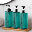 Set de 3 botellas recargables de plástico de 500 ml para champú, acondicionador y gel de baño con etiquetas impermeables para decoración del baño en casa - Contenedores de jabón para la ducha sin necesidad de electricidad