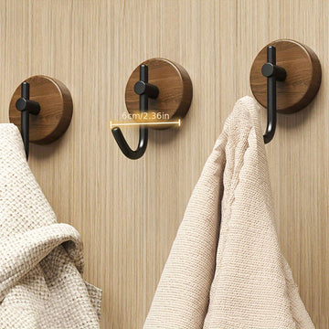 Gancho de Madera Maciza de Fácil Instalación para Puerta - Sin Taladro, Adhesivo Fuerte para Colgar Ropa y Toallas