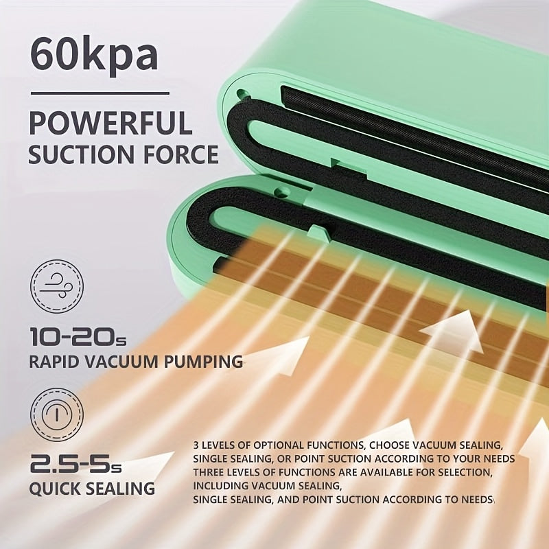 1 máquina de sellado de vacío portátil recargable con carga USB, sistema de almacenamiento y empaque de alimentos eléctricos de mano para papas fritas, snacks, galletas y más, incluye bomba de aire y múltiples bolsas de sellado.