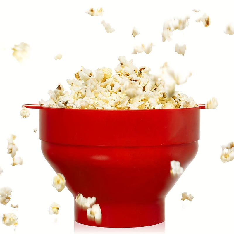 Preparador de Palomitas para Microondas - Tazón de Silicona, Diseño Plegable, Apto para Lavavajillas y Microondas, Gran Capacidad de 3L, Sin PVC Tóxico, Ahorra Espacio para Hogar, Fiestas y Noches de Película - Rojo, Ideal para Uso Familiar, Máquina de P