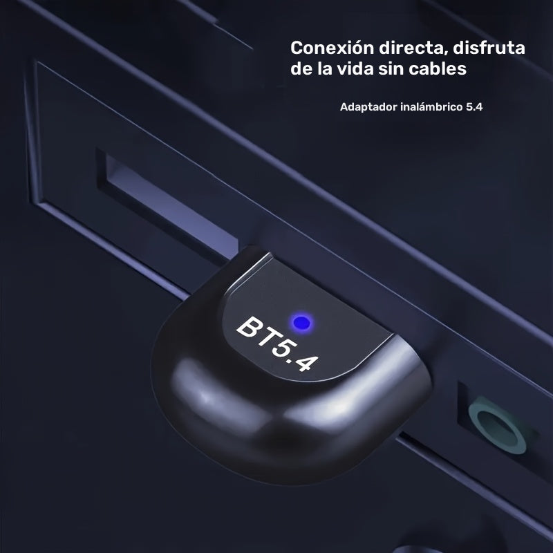 Adaptador inalámbrico USB 5.4, receptor USB, miniadaptador Plug and Play con EDR, compatibilidad automática con versiones anteriores de 5.3/5.1/5.0/4.2/4.1/4.0, para portátil, auriculares, teclado, ratón, altavoz, impresora - No requiere batería