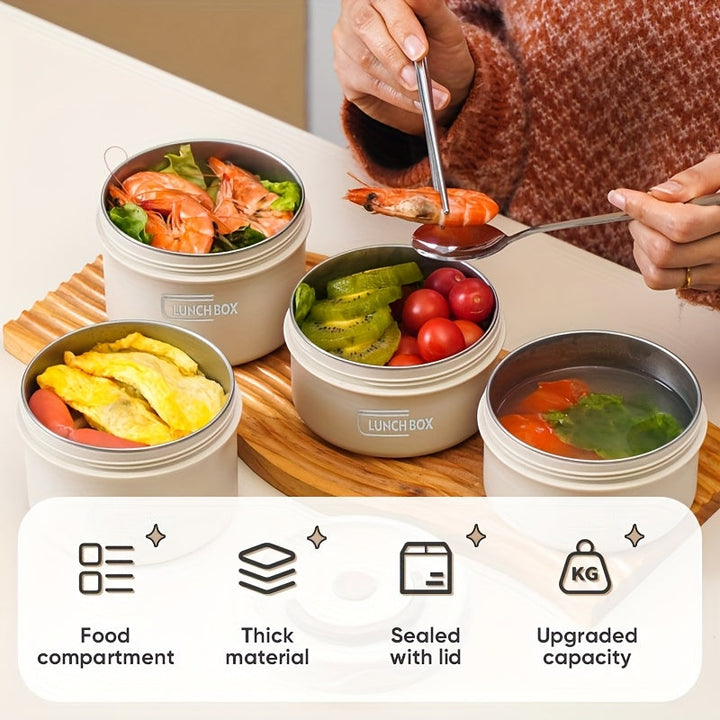 Lonchera Aislada con Bolsa Térmica - 3 Boles de Acero Inoxidable + 1 Bolsa Térmica, Recipiente Sellado para Escuela, Oficina, Camping y Hogar, Seguro para Microondas