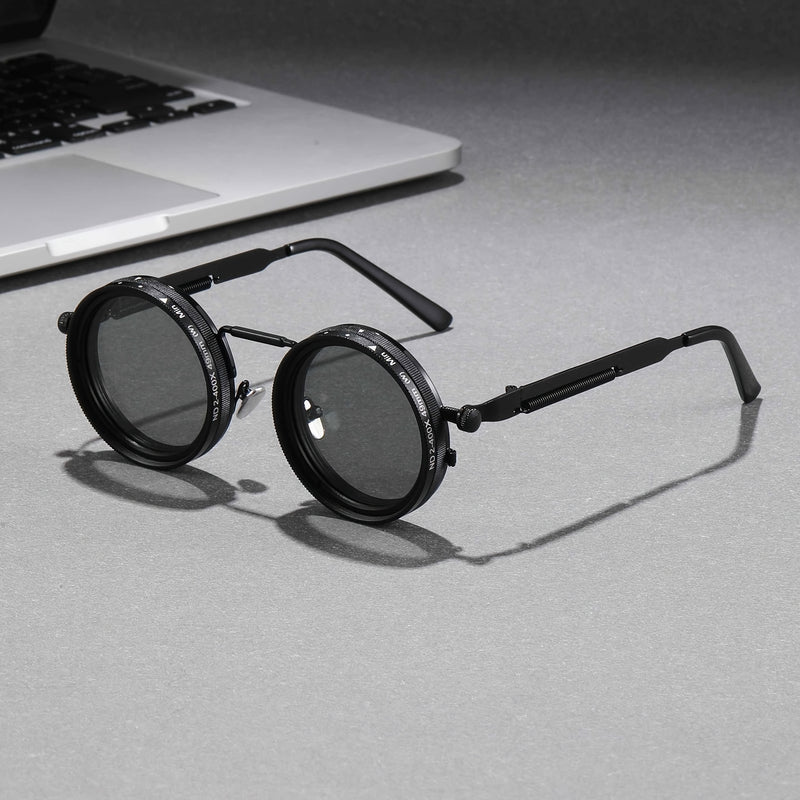 Lentes de moda con luz ajustable, ideales para diversas ocasiones, fiestas retro punk, festivales, para hombres y mujeres. Temporada de Pascua, graduación, Halloween, Navidad. Lentes de aluminio-magnesio, armazón de aleación, estuche y paño para limpiar