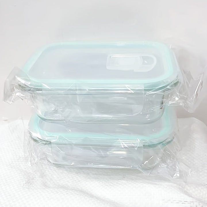 2 piezas de caja de vidrio para almacenamiento con gran capacidad, apta para refrigerador y microondas. Ideal como lonchera portátil para trabajo o residencia