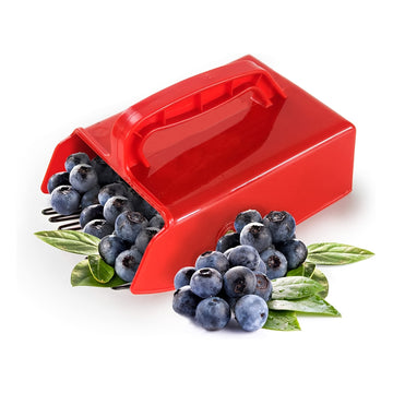 Recolector de arándanos metálico rojo - No necesita batería, perfecto para cosechar arándanos, moras, fresas, saúcos, grosellas, escaramujos y más, herramienta de cosecha de frutas | Mango ergonómico | Construcción duradera, herramienta de recolección de