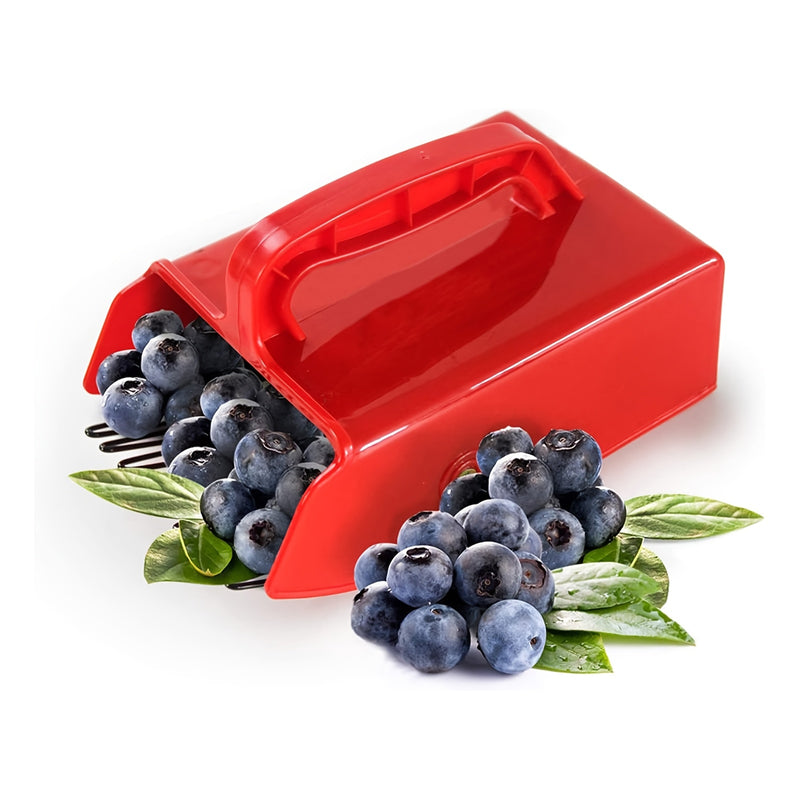 Recolector de arándanos metálico rojo - No necesita batería, perfecto para cosechar arándanos, moras, fresas, saúcos, grosellas, escaramujos y más, herramienta de cosecha de frutas | Mango ergonómico | Construcción duradera, herramienta de recolección de