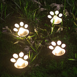 4 piezas 4 luces LED con huella de perro solar, para gato, cachorro, luces de huella animal para jardín, camino, césped, patio, decoración al aire libre