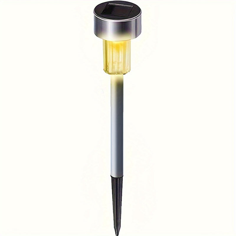 Juego de 12 Luces Solares Tubulares de Acero Inoxidable para Exteriores, Iluminación Paisajística y Jardín con Varilla de Acero Inoxidable, Lámpara para Césped IP44