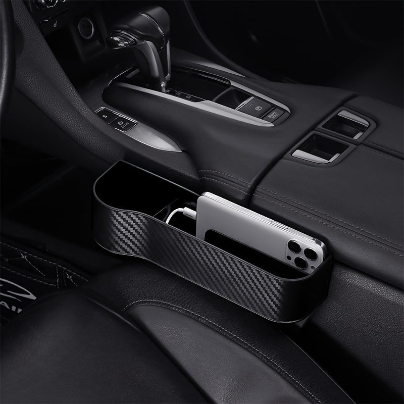 Organizador de huecos de asiento de coche con soporte para tazas - Caja de almacenamiento ligera de ABS para bolsillos laterales de consola, accesorio de asiento delantero para una organización mejorada, almacenamiento de coche