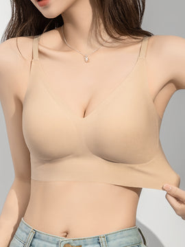 1 pieza de sujetador push-up para mujer - Alto soporte, almohadillas extraíbles, diseño sin costuras e invisible, rosa suave, cómodo y elegante para ropa casual, comodidad diaria | Sujetador sin costuras | Ajuste cómodo