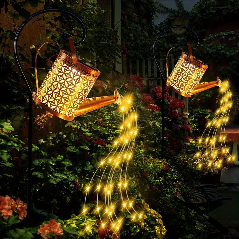 2 piezas de lámpara solar de fuente con luz cambiante y cálida, interruptor automático con sensor de luz para exteriores, ideal para jardines, céspedes, patios y mesas de comedor, un regalo perfecto para estrenar casa o para días festivos