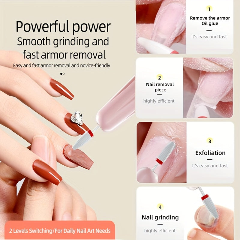 Perforadora de Uñas Inalámbrica con Luz en Forma de U, Herramienta 2-en-1 para Manicura y Pedicura en Casa, Lima Eléctrica con Puntas Profesionales e Incluye 12 Accesorios