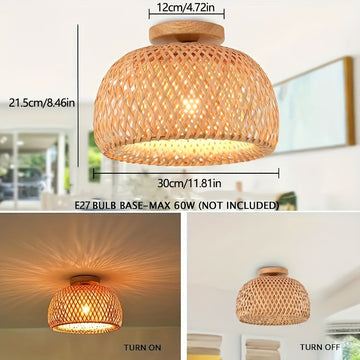 1 lámpara de techo estilo tropical retro rural con base E27, para comedor, cocina, barra, sala, entrada o pasillo (sin bombillas)