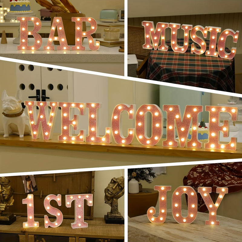 1pc Luces LED de letras, Alfabeto brillante y signo iluminado numérico, Regalo de luz nocturna para cumpleaños, boda, decoración de fiesta de Navidad