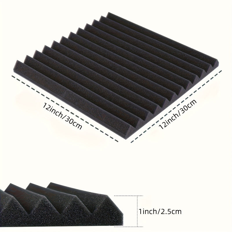 24 paneles de espuma negra de alta densidad insonorizantes con cinta adhesiva doble cara gratis, 12x12x1 pulgadas, paneles acústicos ignífugos para paredes, reducción de ruido, recuperación rápida, ideales para oficinas en casa, estudios, salas de confer