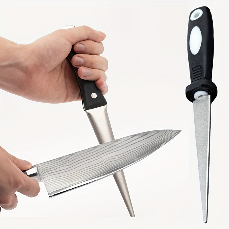 Barra de Afilado de Diamante de Doble Grano - Lima Metálica de Mano para Cuchillos de Cocina, Tijeras y Herramientas de Jardín, Lados Planos y Curvos, No Necesita Energía