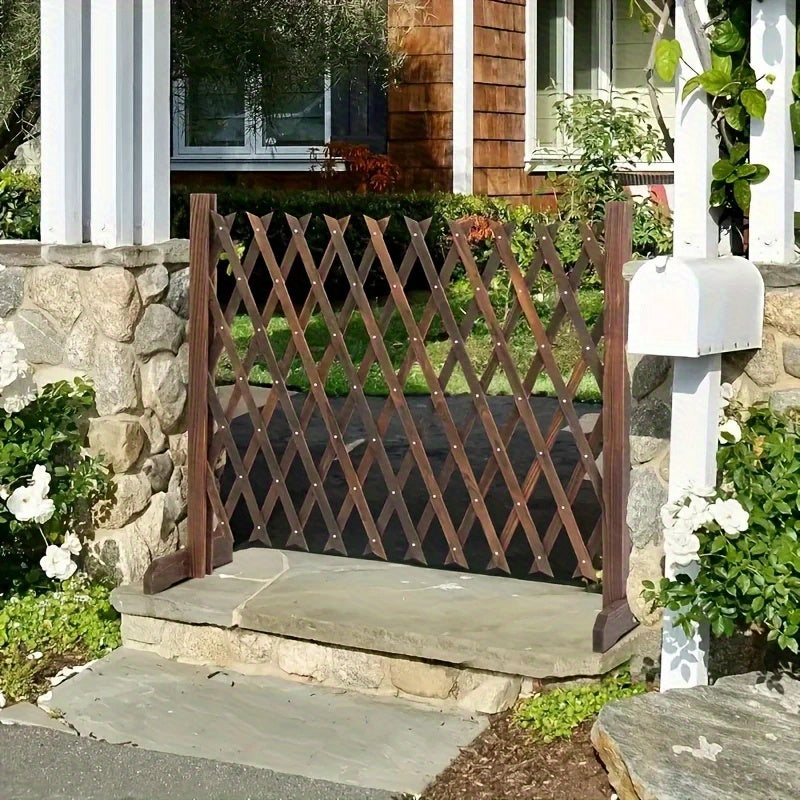Valla Telescópica Ajustable de Madera de Cedro - Estilo Rústico Europeo para Jardines, Patios y Protección de Plantas, Segura para Mascotas, Divisor Exterior, Barrera Clásica Resistentes al Clima, Cercado para Amantes del Jardín