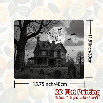 1pc Protector de Estufa para Halloween - Mansión Gótica, Luna Llena, Murciélagos y Tumbas - Cubierta Antirrayaduras Compatible con Cocinas a Gas/Eléctricas - Decoración Fácil de Limpiar para Electrodomésticos, Accesorio Hogareño Temático, Diseño Plano 2D