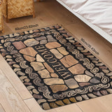1 pieza, alfombra de bienvenida con estampado de piedras - Alfombra de suelo de poliéster antideslizante para uso interior/exterior, secado rápido, ideal para entrada, cocina, lavandería, baño y más, alfombra de área lavable