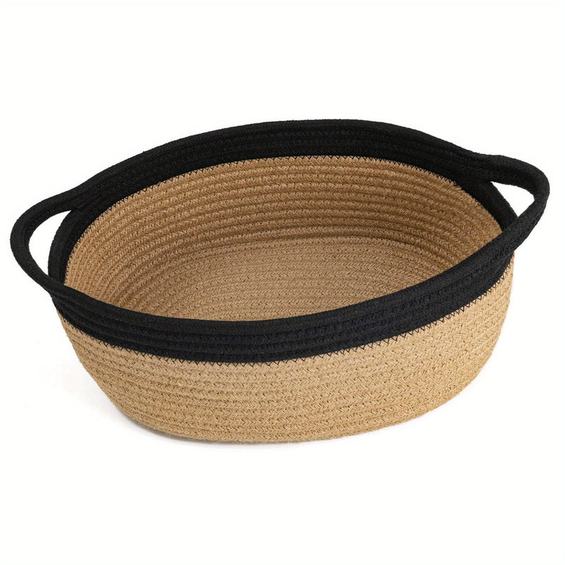 Canasta de Almacenamiento Tejida a Mano con Cuerda de Algodón de Amazon - Organizador Moderno de Gran Capacidad para Juguetes, Mantas, Ropa Sucia - Canasta Decorativa Blanca Personalizable DIY, Diseño Robusto con Asas