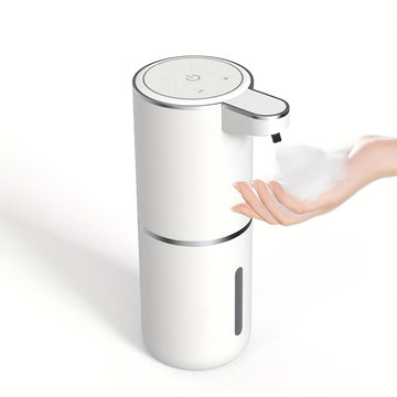 Dispensador de jabón sin contacto, dispensador automático de jabón, dispensador de jabón de pared para baño con carga rápida USB y pantalla de energía, 4 configuraciones ajustables, capacidad de 12.85 oz