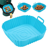 1pc Forro de Silicona Azul para Freidora de Aire - Cesta Cuadrada, Bandeja para Hornear, Accesorio Reutilizable para Horno para Cocinar Saludable, Herramienta de Cocina Segura para Alimentos, Forro de Cocina Versátil | Artículo de Cocina Flexible | Silic