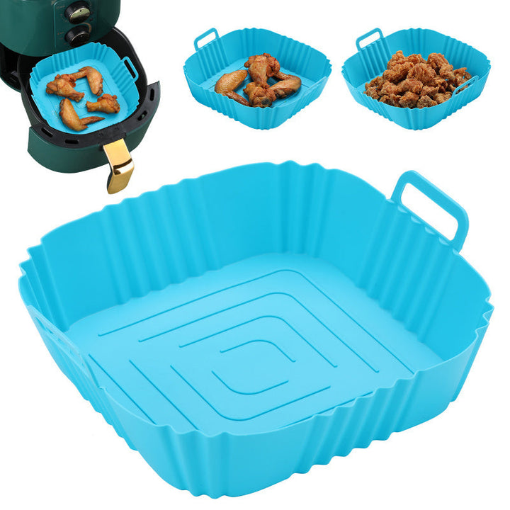 1pc Forro de Silicona Azul para Freidora de Aire - Cesta Cuadrada, Bandeja para Hornear, Accesorio Reutilizable para Horno para Cocinar Saludable, Herramienta de Cocina Segura para Alimentos, Forro de Cocina Versátil | Artículo de Cocina Flexible | Silic